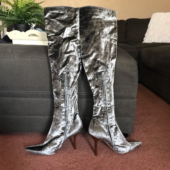 Tom Ford x Gucci Velvet Over The Knee High Heel Boots - Picture 1 of 13